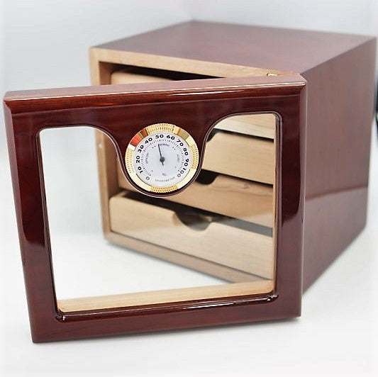 TEST Cherry Oak Glass Cigar Humidor